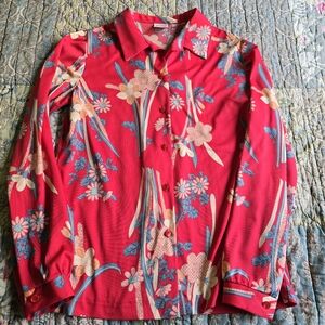 Vintage Graff CaliforniaWear Floral Top Fits Women's Size Medium 1970s